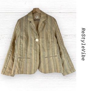 J. JILL Women’s Size L Jacket Blazer Style Linen Blend Striped Lined